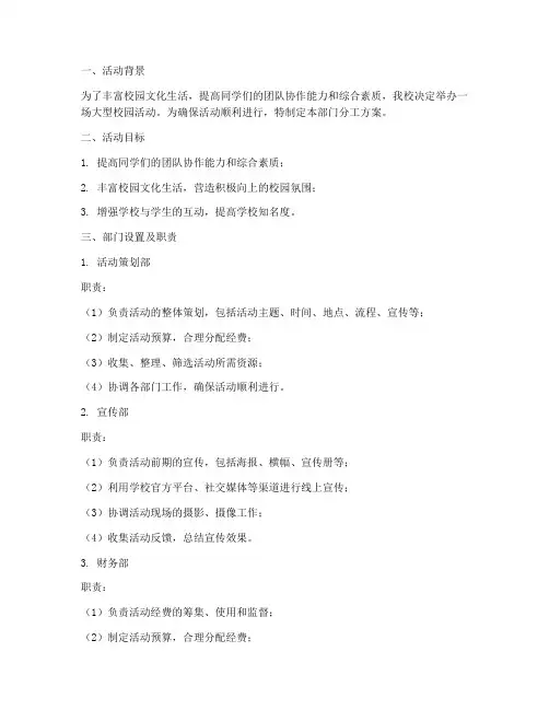 大学策划活动的部门分工