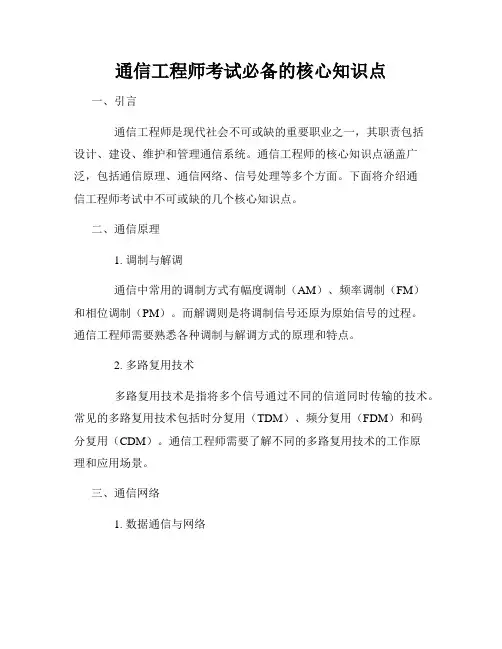 通信工程师考试必备的核心知识点