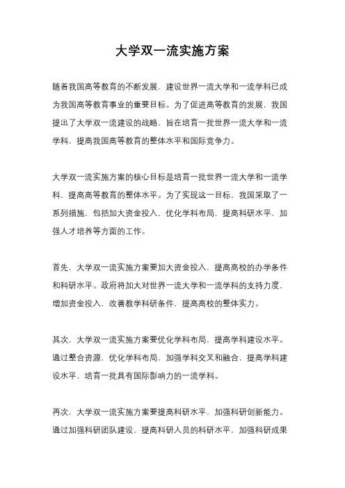 大学双一流实施方案
