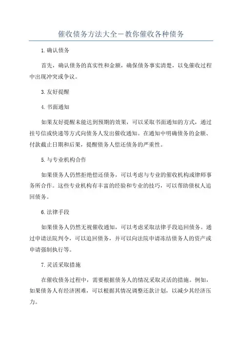 催收债务方法大全―教你催收各种债务