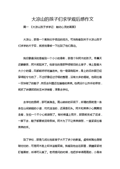 大凉山的孩子们求学观后感作文