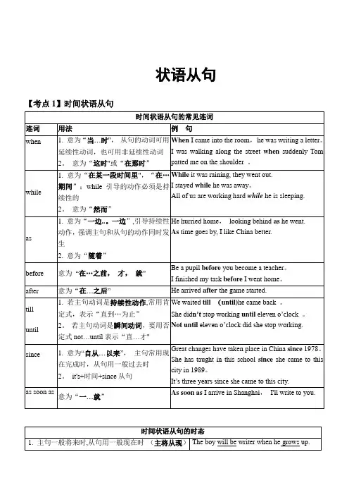 中考英语状语从句专项练习