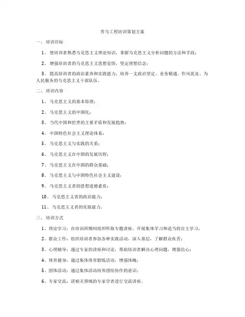 青马工程培训策划方案