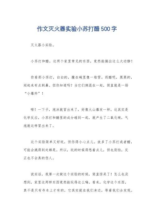作文灭火器实验小苏打醋500字