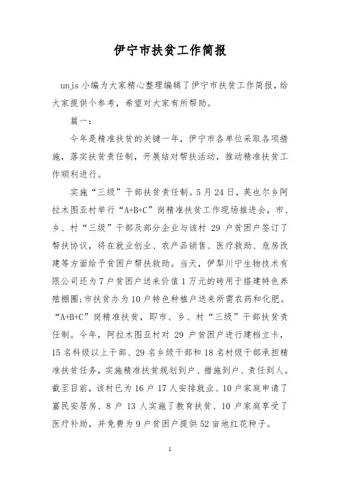 伊宁市扶贫工作简报
