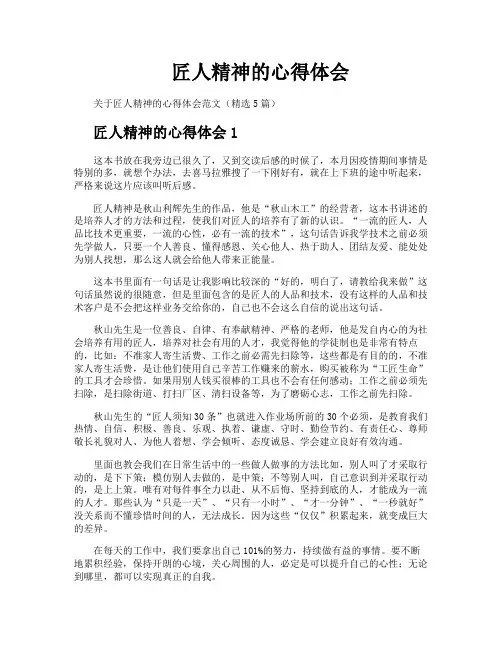 匠人精神的心得体会