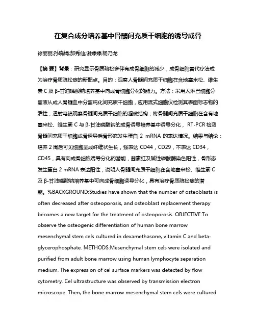 在复合成分培养基中骨髓间充质干细胞的诱导成骨