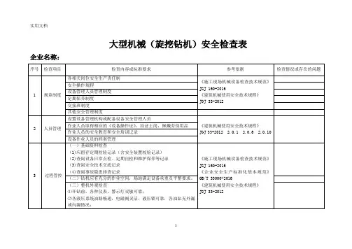 旋挖钻机安全检查表