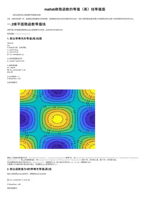 matlab做隐函数的等值（高）线等值面