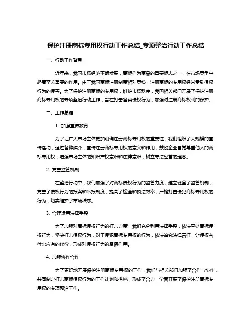 保护注册商标专用权行动工作总结_专项整治行动工作总结