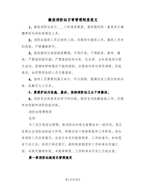 微型消防站日常管理制度范文（5篇）