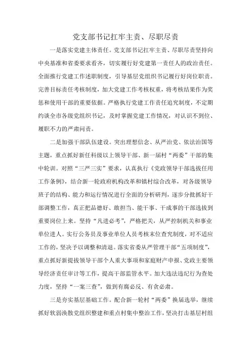 党支部书记扛牢主责、尽职尽责