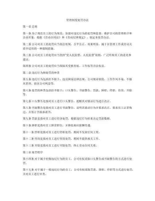 管理制度处罚办法