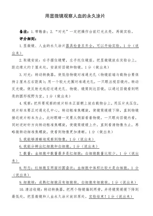 用显微镜观察人血的永久涂片