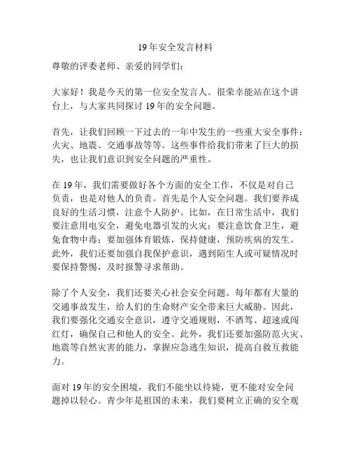 19年安全发言材料