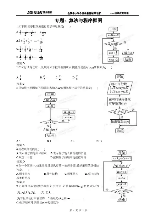 专题：算法与程序框图[答案版]