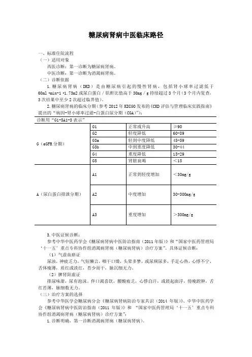 糖尿病肾病中医临床路径诊疗规范