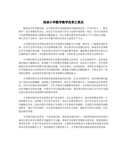 浅谈小学数学教学改革之我见