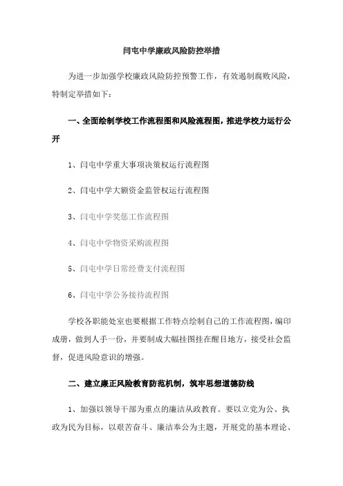 廉政风险风控措施及流程图
