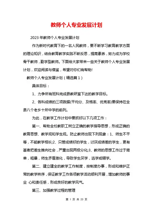 教师个人专业发展计划