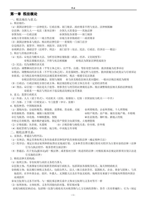 税法笔记(上海海关学院审计专业海关稽查方向)分析
