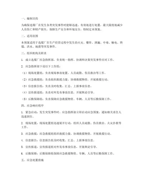 选煤厂专项应急预案