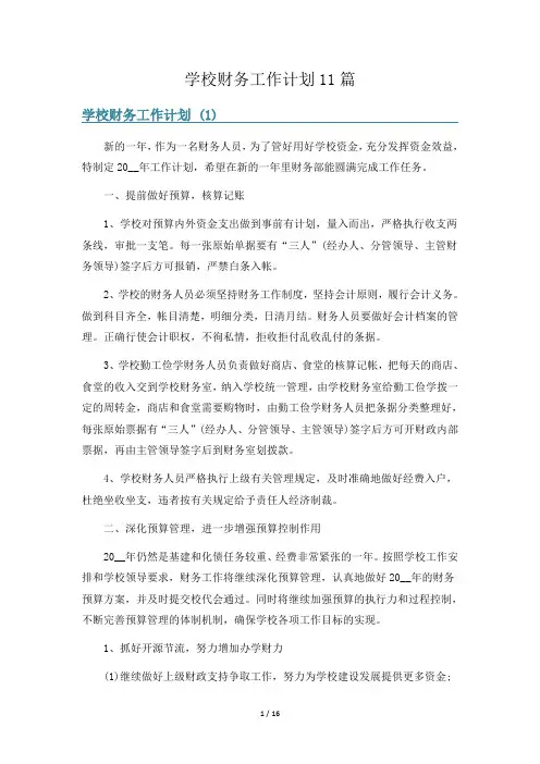 学校财务工作计划11篇