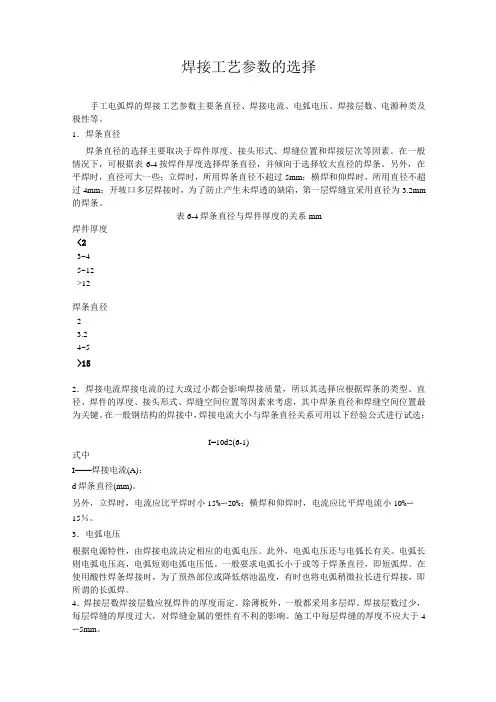 焊接工艺参数选择