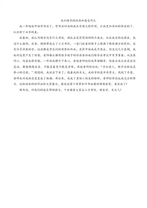 关於练字的经历和感受作文
