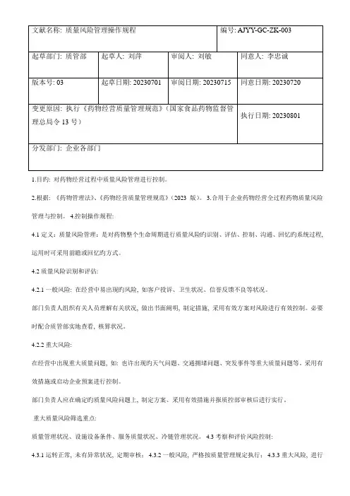 风险管理规程