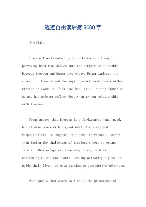 逃避自由读后感3000字