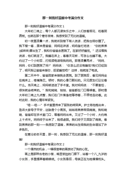 那一刻我好温暖中考满分作文