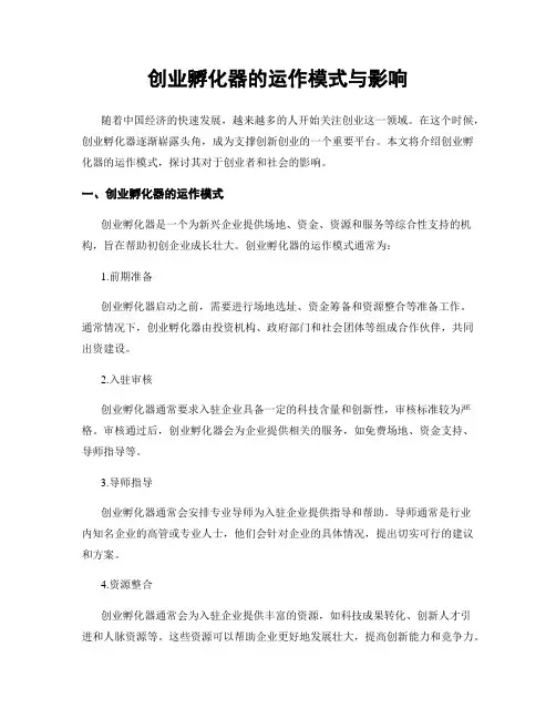 创业孵化器的运作模式与影响