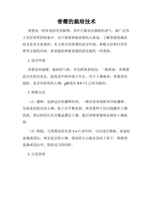 香薷的栽培技术