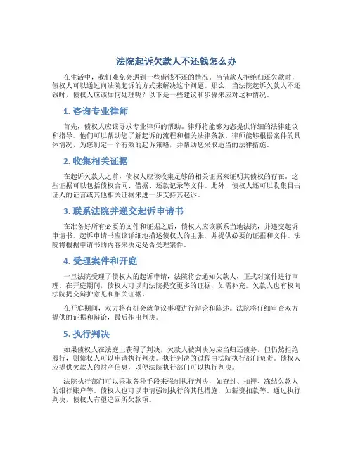 法院起诉欠款人不还钱怎么办