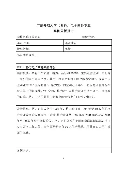 电子商务案例分析报告实习分析报告