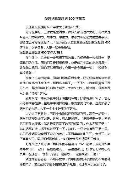 没想到真没想到600字作文