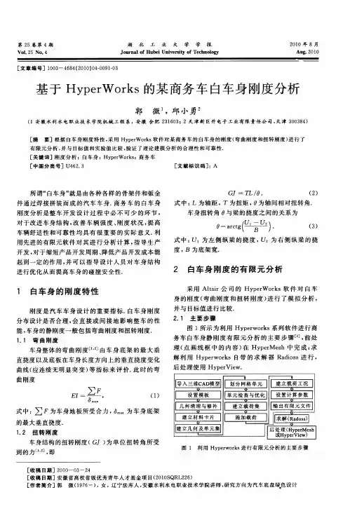 基于HyperWorks的某商务车白车身刚度分析