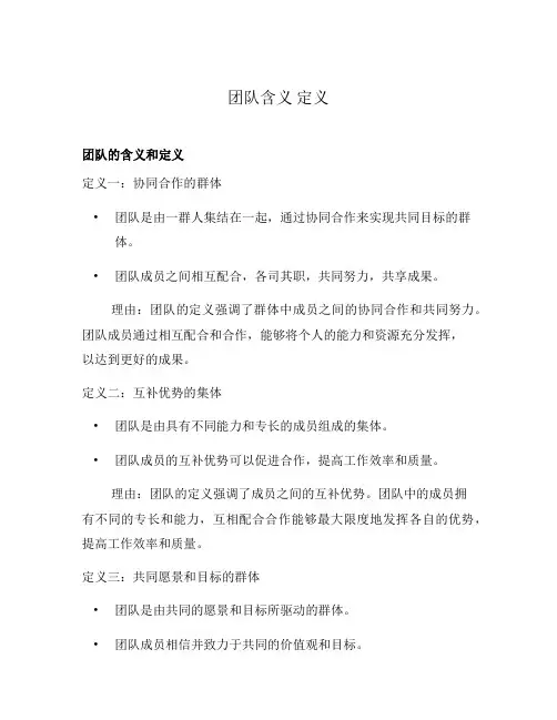 团队含义 定义