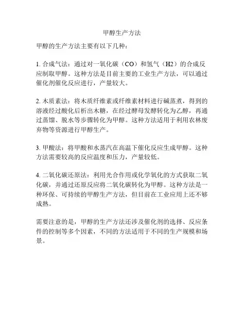 甲醇生产方法
