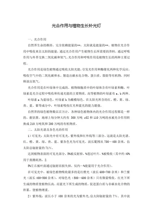 光合作用与植物生长补光灯