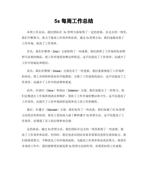 5s每周工作总结
