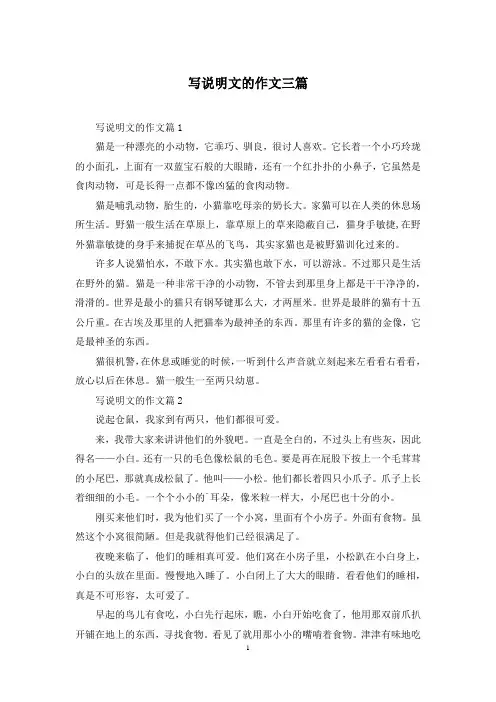 写说明文的作文三篇