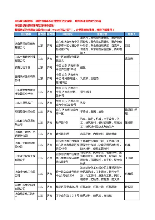 2020新版山东省济南建筑涂料工商企业公司名录名单黄页联系方式大全70家