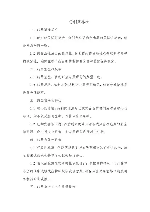 仿制药标准
