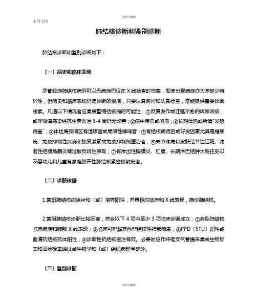 肺结核诊断和鉴别诊断