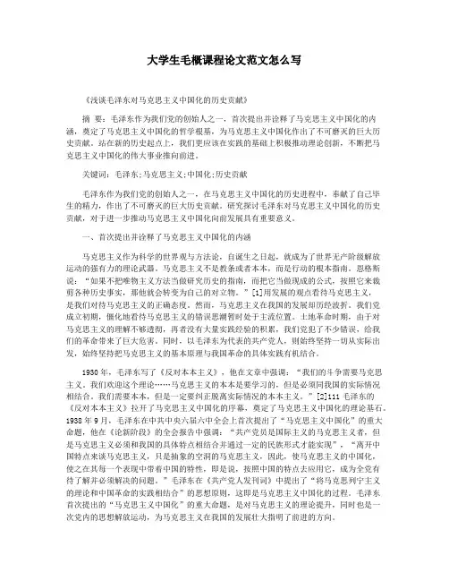 大学生毛概课程论文范文怎么写