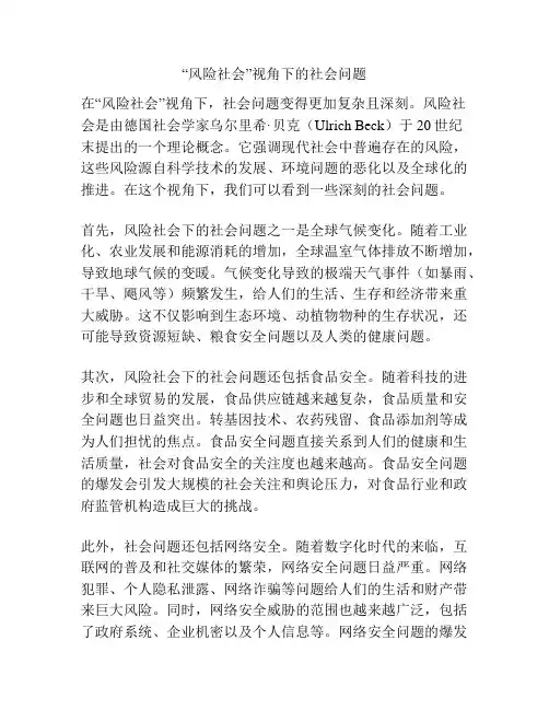 “风险社会”视角下的社会问题