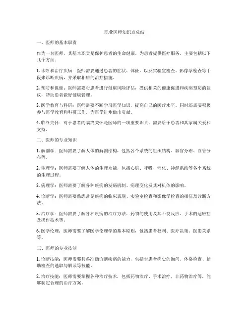 职业医师知识点总结