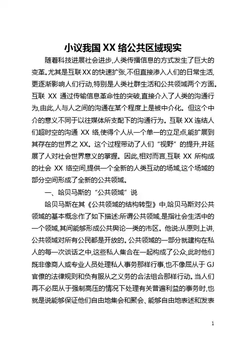 小议我国网络公共区域现实(全文)